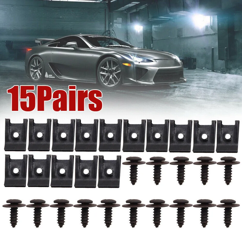 

15Set Spring Metal And Car Spring Metal ​Retainer Screw U-Type Car Clip With Screw Car Bumper Trim Panel Fasteners Motorcycle