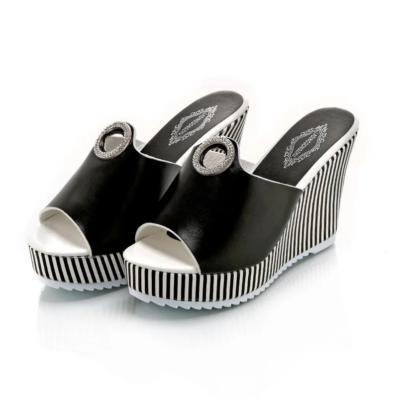 

Женские шлепанцы на высоком каблуке, черные сандалии с открытым носком на толстой подошве, уличная пляжная обувь, Тапочки, лето 2021