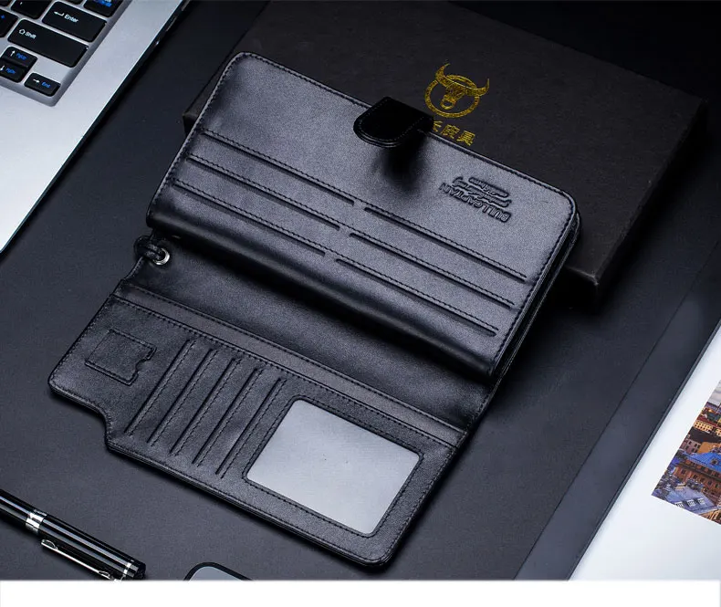 BULLCAPTAIN мужской кошелек клатч из натуральной кожи брендовый Rfid кошелек Мужской органайзер для сотового телефона клатч на запястье Длинный кошелек для монет