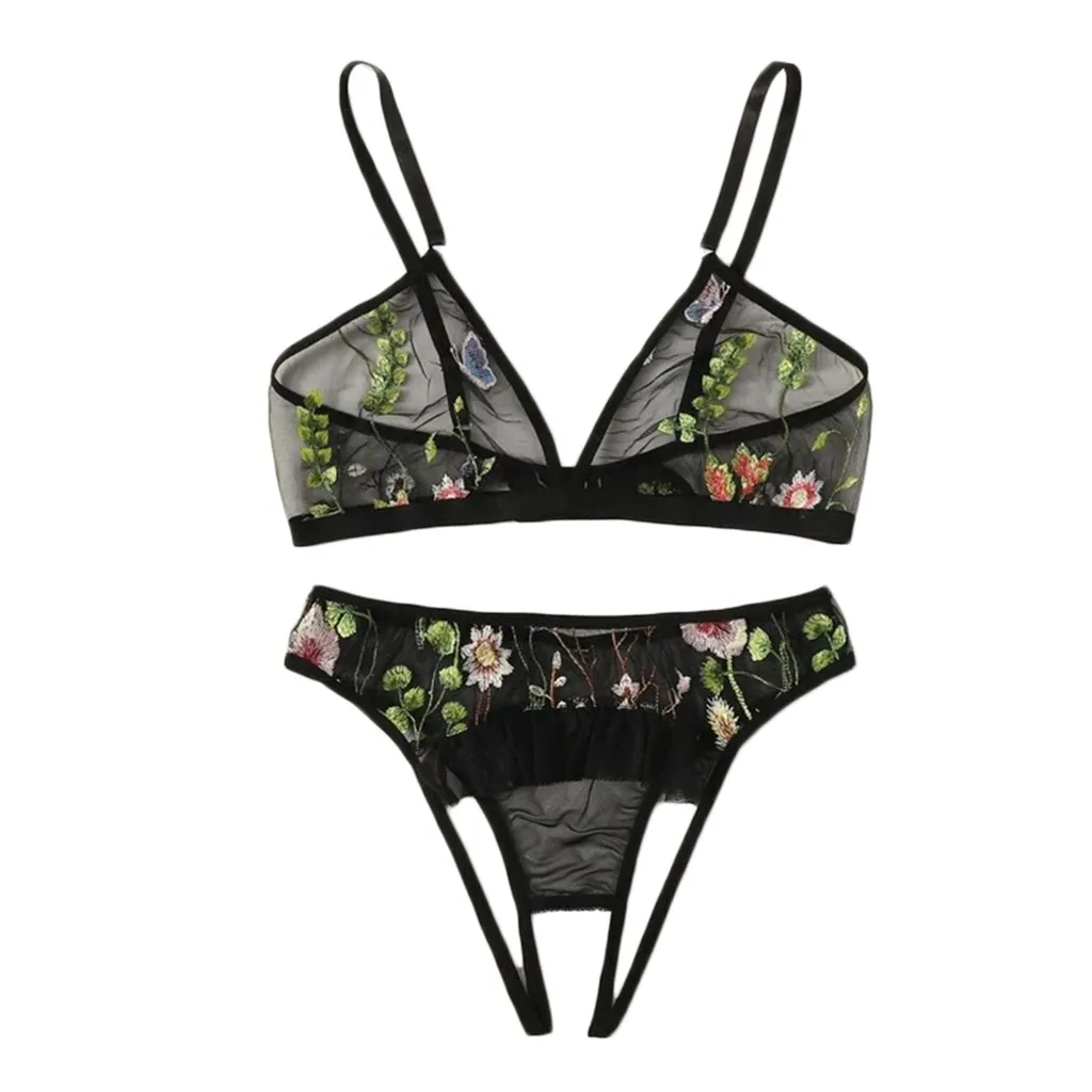 

Corset Women Fashion Underwear Embroidery Lace Lingerie Set Ladies Open Crotch G-String Bra + Thong Set Bodysuit Corset Mujer