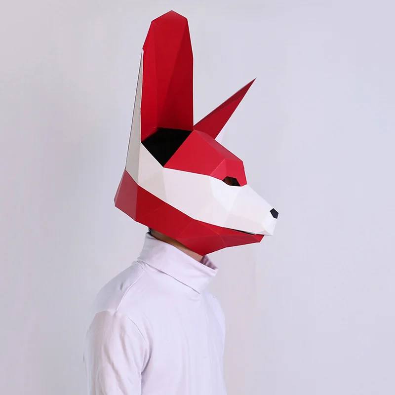 Fennec лиса взрослая маска на голову бумажная модель 3D Бумажная рукоделие искусство