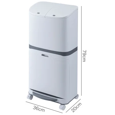 

2 layers Kitchen Wet and Dry Sorted Waste Bin With Wheel Plastic Toilet Garbage Can Corner Recycle Bin Press Open Storage Bucket