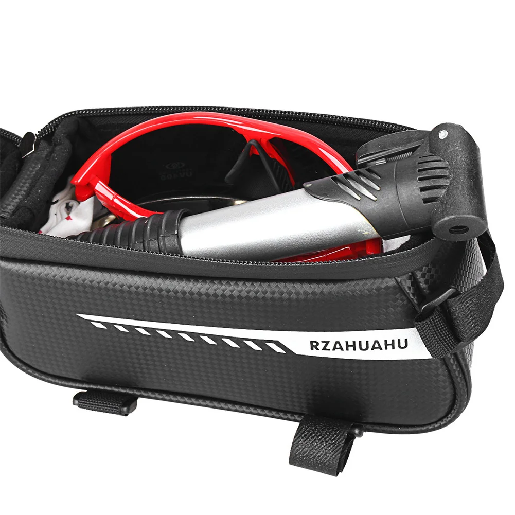 bicycle bag frame front top tube cycling bag reflective 6 5in phone case touchscreen phone pannier mtb mountain bike accessories free global shipping