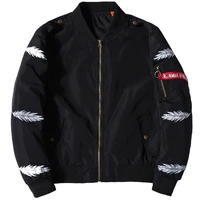 embroidery military bomber jacket men winter japanese style hip hop harajuku feather print baseball jacket streetwear coats