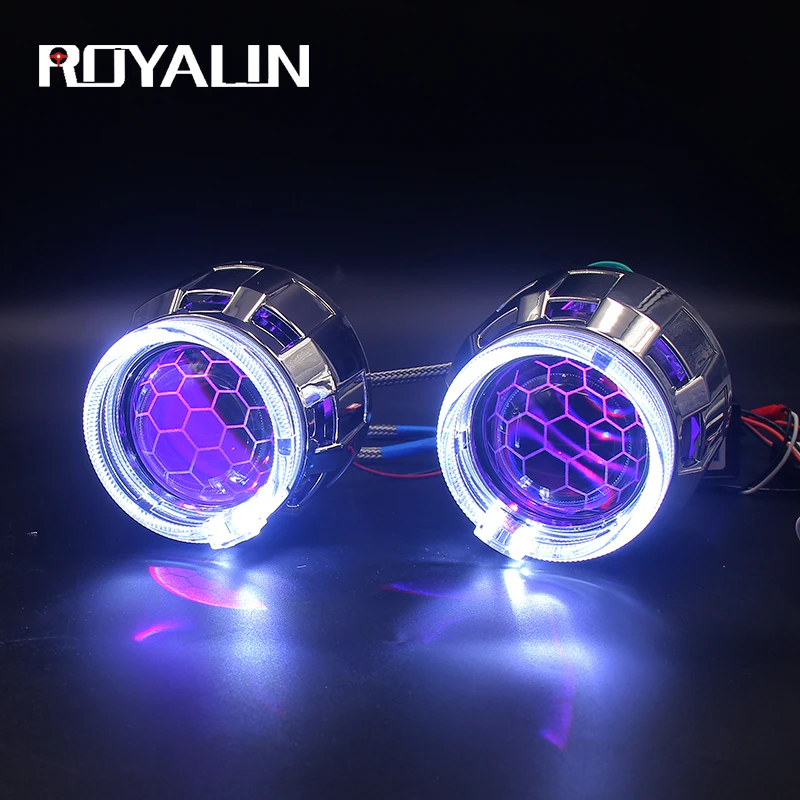 Светодиодный проектор ROYALIN Honeycomb с линзами для фар Angel Eyes DRL H1 би ксенон дальнего и