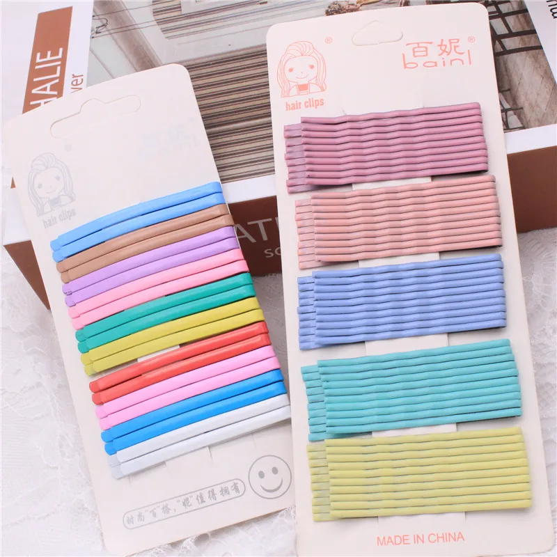 

2020 Spring And Summer Fashion All-match One-word Clip Candy Color Iron Hairpin Simple And Versatile Hair Accessories