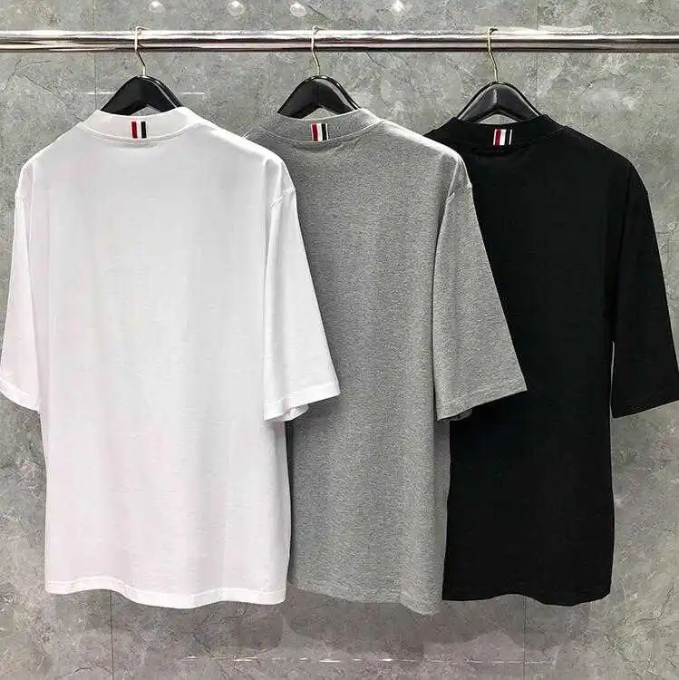 

TB BROWNE Fashion TB Brand T-Shirt Men Sleeves Short Casual Clothing Loose Solid Summer Oversize O-neck Cotton Shirts Ins