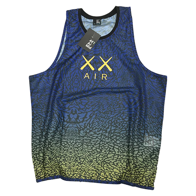 

Gradients burst lines Tank Top loose and comfortable High streetwear Hip hop women/Men's clothes Harajuku underwaist michalkova