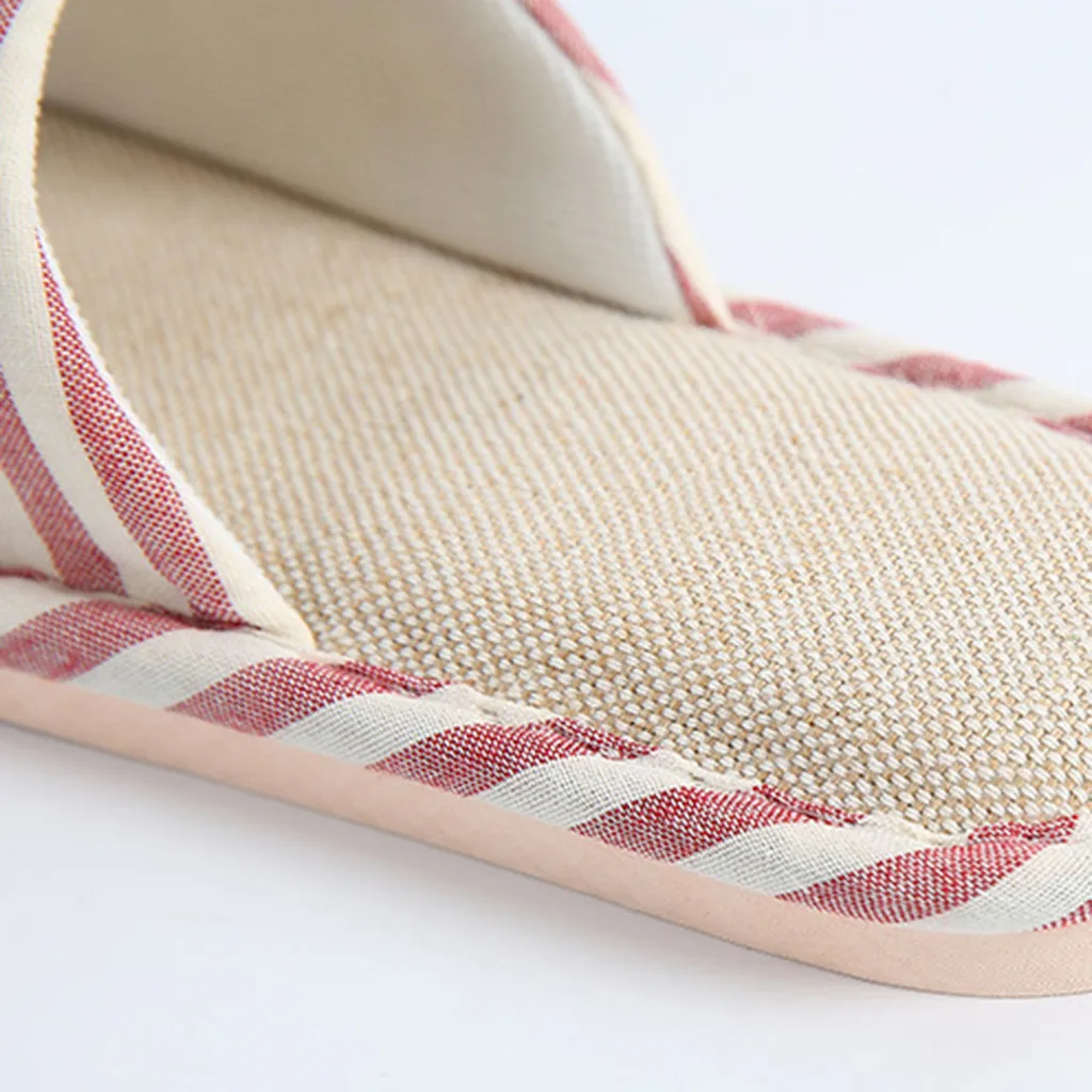 Женские домашние Нескользящие хлопковые тапочки в полоску женские и мужские