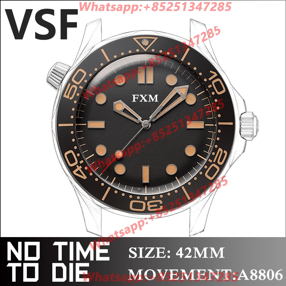 

Men's Automatic Mechanical Top Luxury Brand Watch 42mm No Time To Die VSF NOOB 904L Clean AAA Replica Super Clone Sport A8806