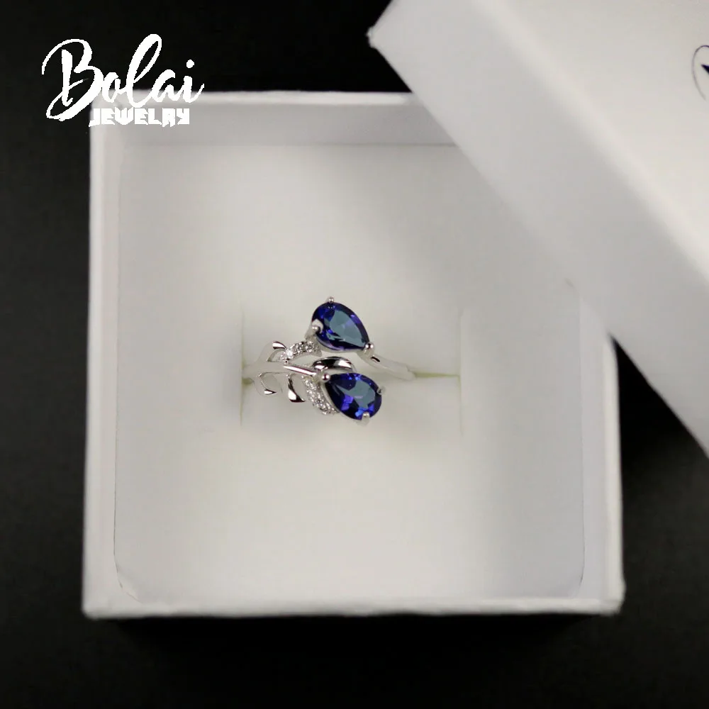 

bolai,Natural tanzanite blue topaz pear 5*7mm rings, 925 sterling silver feather simple design style,Suitable for everyday wear