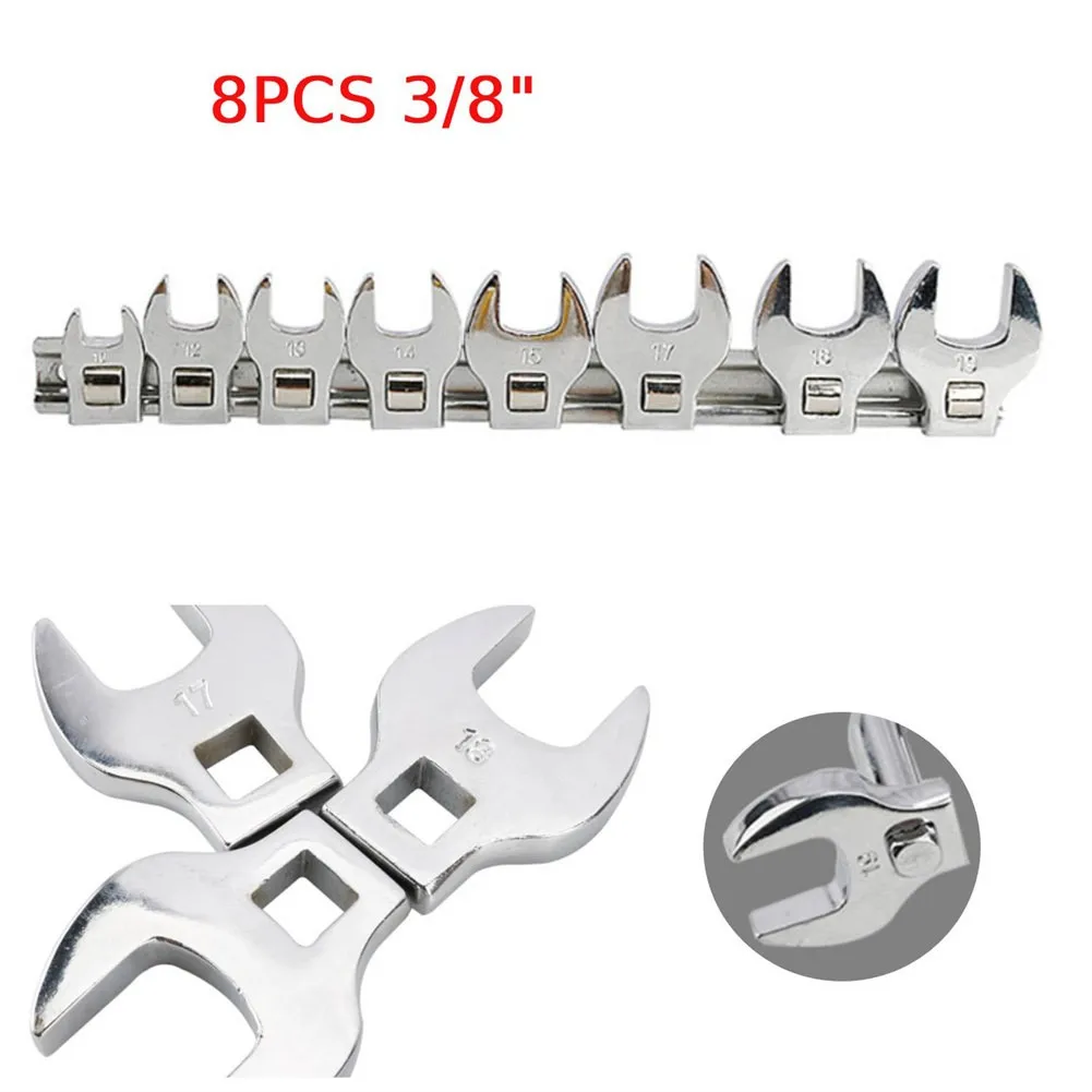 

8pcs 3/8" Car Repair Tools Kit Drive Crows Foot Spanner Set Open End Wrench 10-19mm Tools For Car Equippments High Quality