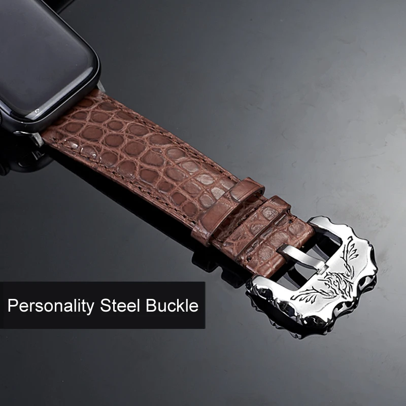 Real Crocodile Skin Leather Strap Band for Apple Watch 1 2 3 4 5 iwatch Watchbands With Personality Steel Buckle enlarge