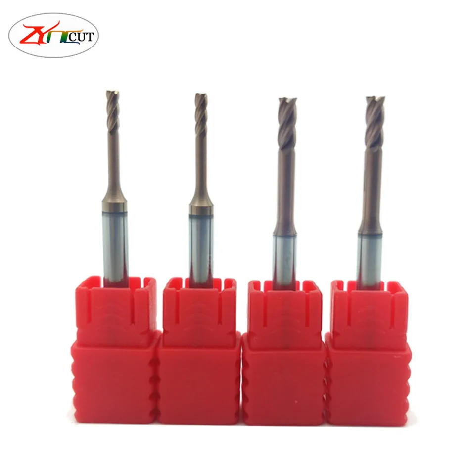 1/1.5/2/2.5/3mm HRC 55 Deep groove milling cutter Four-edge Flat End Milling Cutter for Deep Cavity Machining