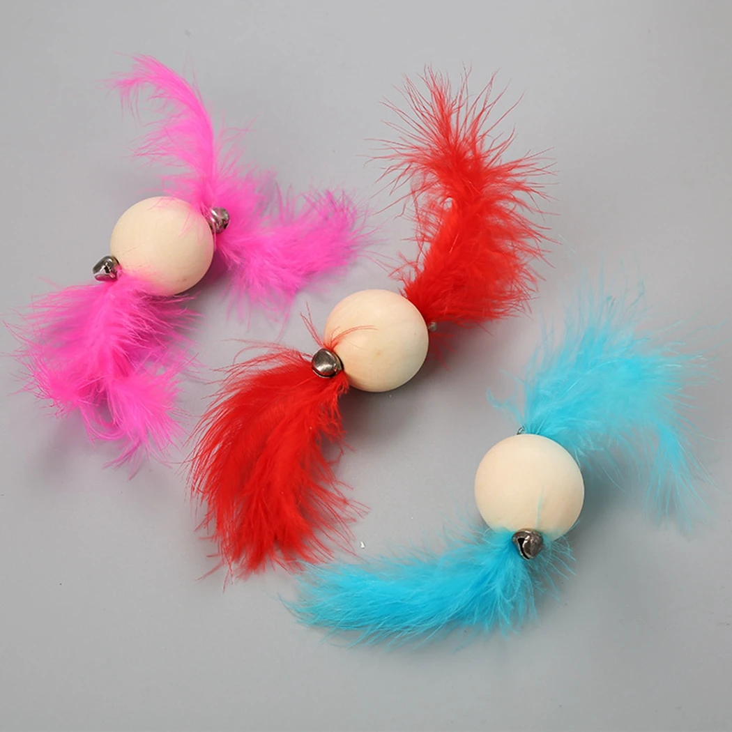 

1PCS Random Color Cat Ball Toy Fake Feather Toy Cat Interactive Toy Cat Teaser Toy for Kittens Pet Cat Training Toys Legendog