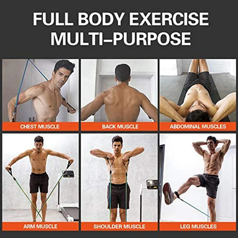 

Resistance Band Yoga Pull Rope 5 Levels With Handles Elastic Fitness Exercise Body Fitness Tube Band Portable Body Building
