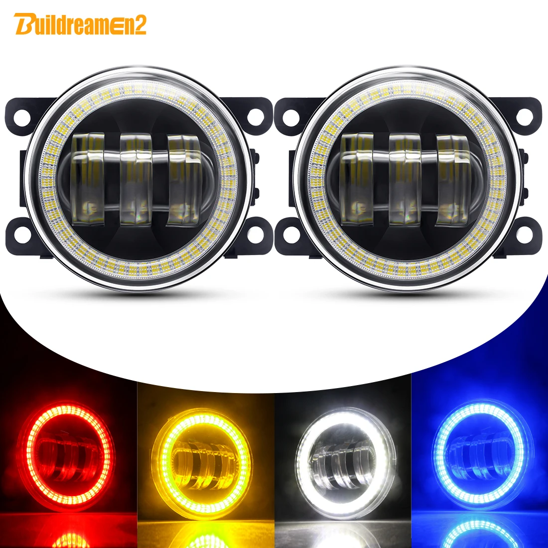 Angel Eye Fog Light For Ford Fusion Fiesta Focus Ranger C-Max Transit Tourneo EcoSport Edge Car LED Lens DRL Fog Driving Lamp