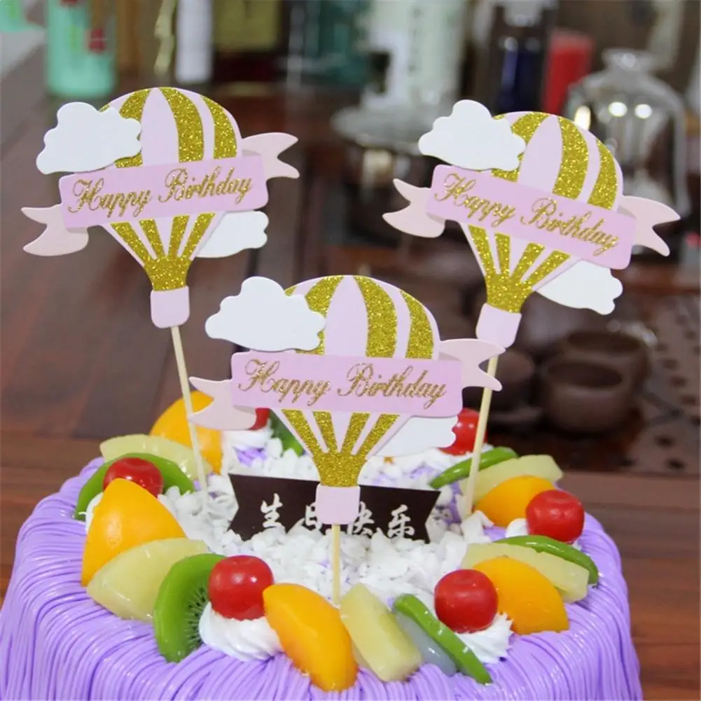 Торт украшение торт топперы-ярко-розовый горячий воздушный шар облако торта