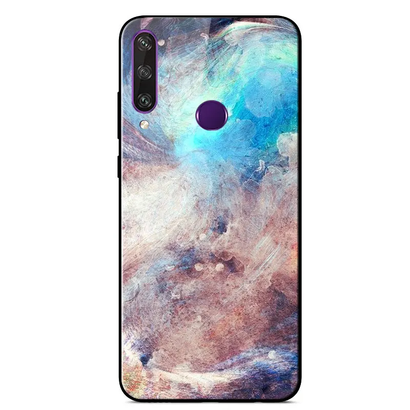 

For Huawei Y6P Case Y6P Case Cover 6.3 inch Fashion Tempered Glass Hard Phone Case For Huawei Y6P Y6 P Silicone Bumper Covers