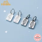 Серебро 925 пробы, квадрат Подвеска-талисман с рыбой пробы, ручная работа, ювелирные изделия, DZ234