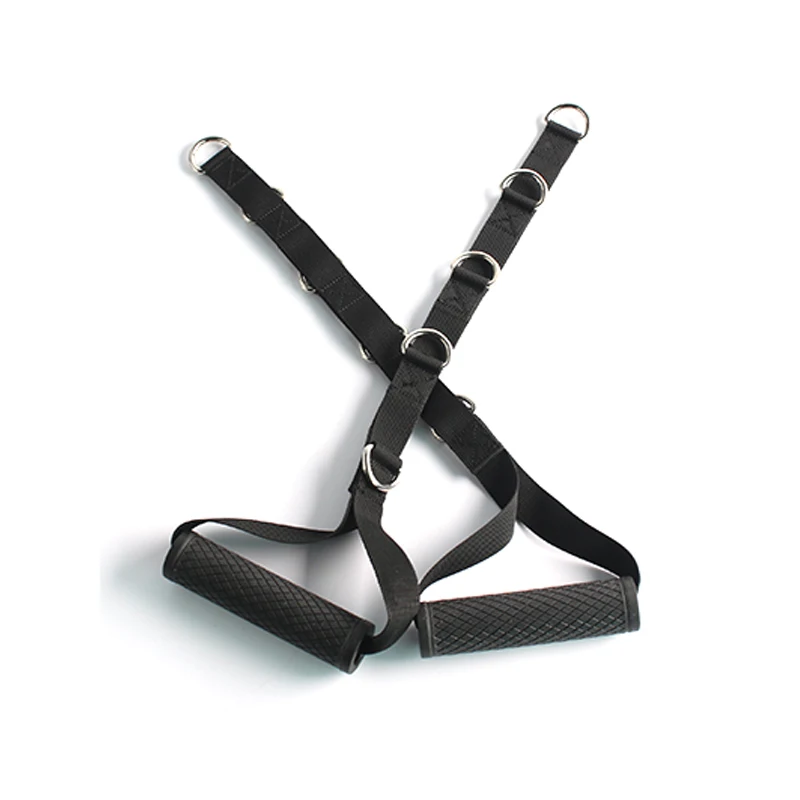 

Adjustable Gym Handle with 5 D-Rings for Cable Machine Lifting Pulling Workout Anti-slip Stirrup Handle Triceps Bar Accessories