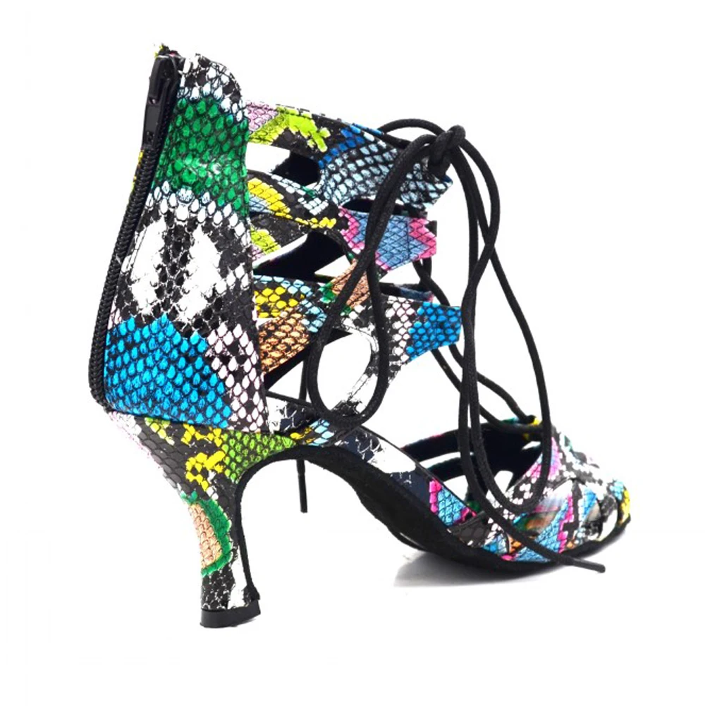 New Styles 2020 Evkoodance Women Shoes satin latin dance shoes 7cm flower pu Professional Latin Ballroom Dance Shoes