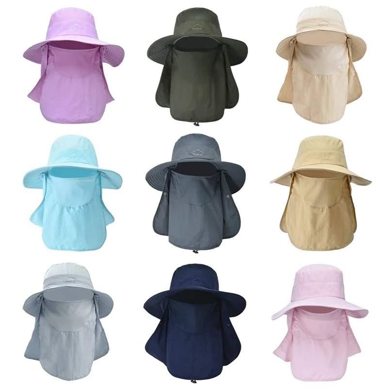 

Outdoor Cycling Quick Drying Sunscreen Fisherman's Hat Fishing Breathable Sun Hat Men's And Women's Face Cap 9 Colors 1pc