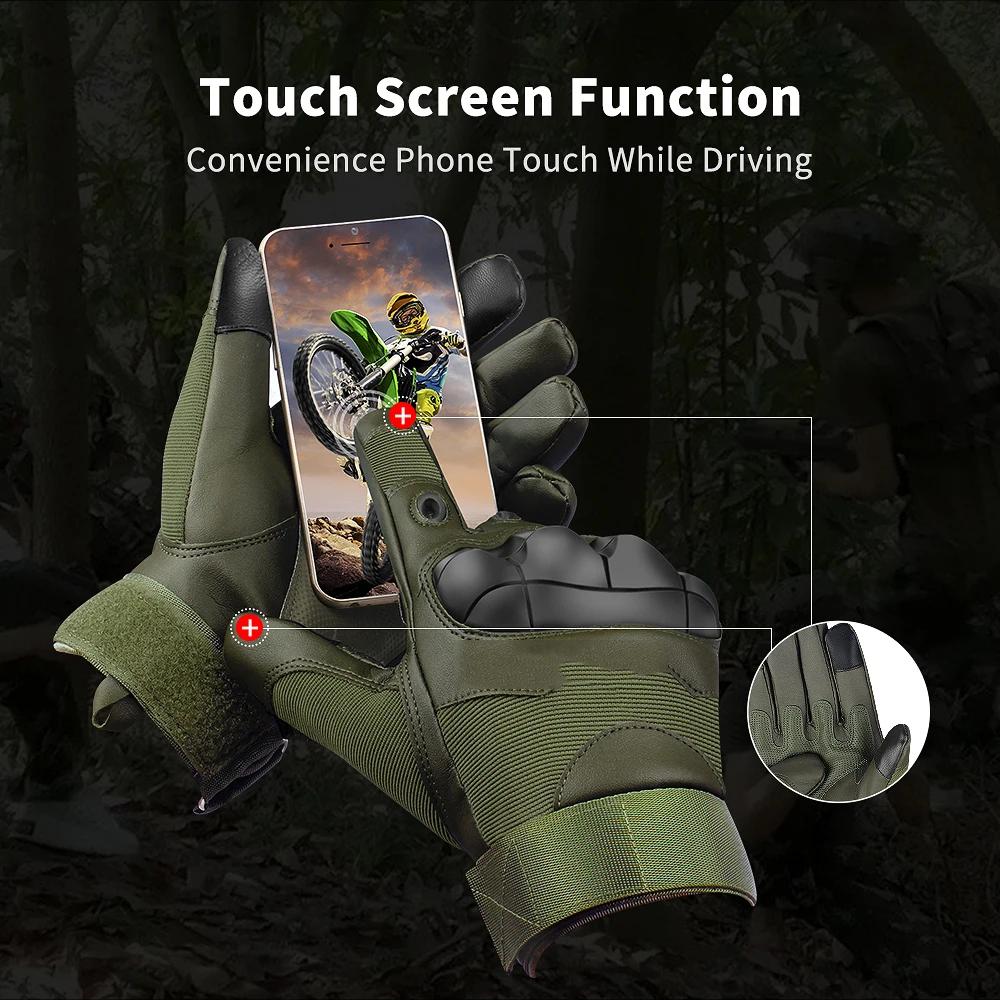 저렴한 하드 너클 가죽 전술 장갑, 군사 터치 스크린 전체 손가락 핑거리스 운전 오토바이 육군 겨울 사이클링 장갑