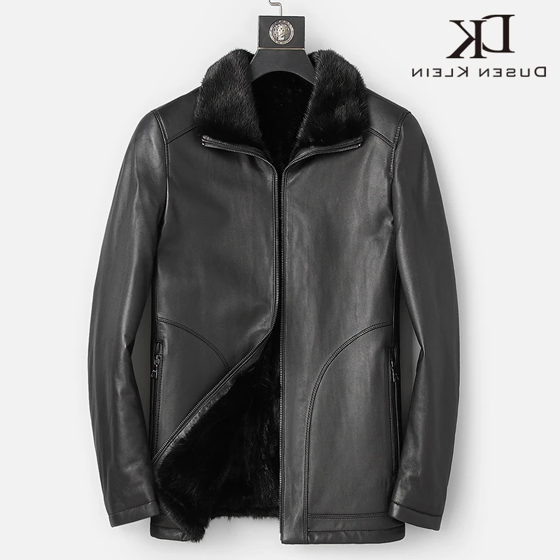 

Меховое пальто с норковой подкладкой, мужские зимние теплые повседневные кожаные куртки из овечьей кожи, верхняя одежда высшего качества и...