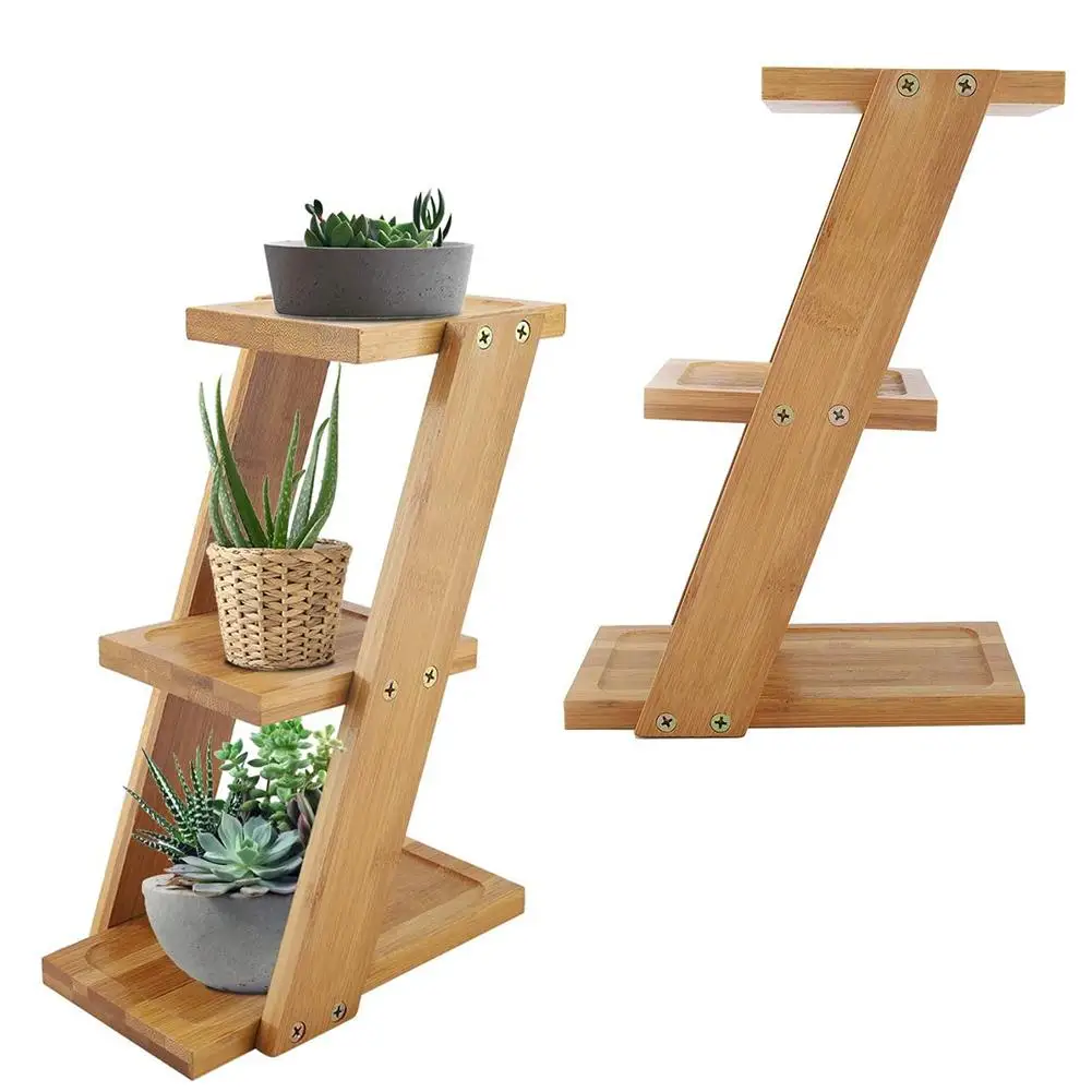 3 яруса бамбуковый Настольный держатель для растений цветов полка хранения | Дом