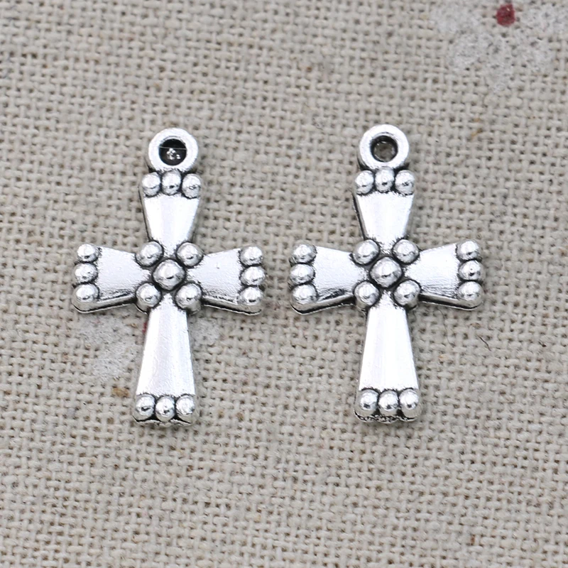 

40PCS Silver Plated Cross Charms Pendants for Jewelry Making Bracelet DIY Accessories 22x14mm
