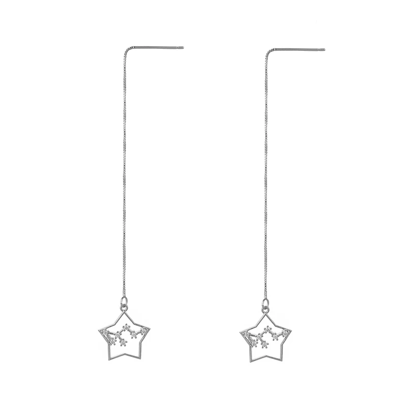 

New Simple Twelve Constellations Drop Earrings Fashion Leo Zircon Style Chain Earrings For Charm Women Exquisite Jewelry Gift