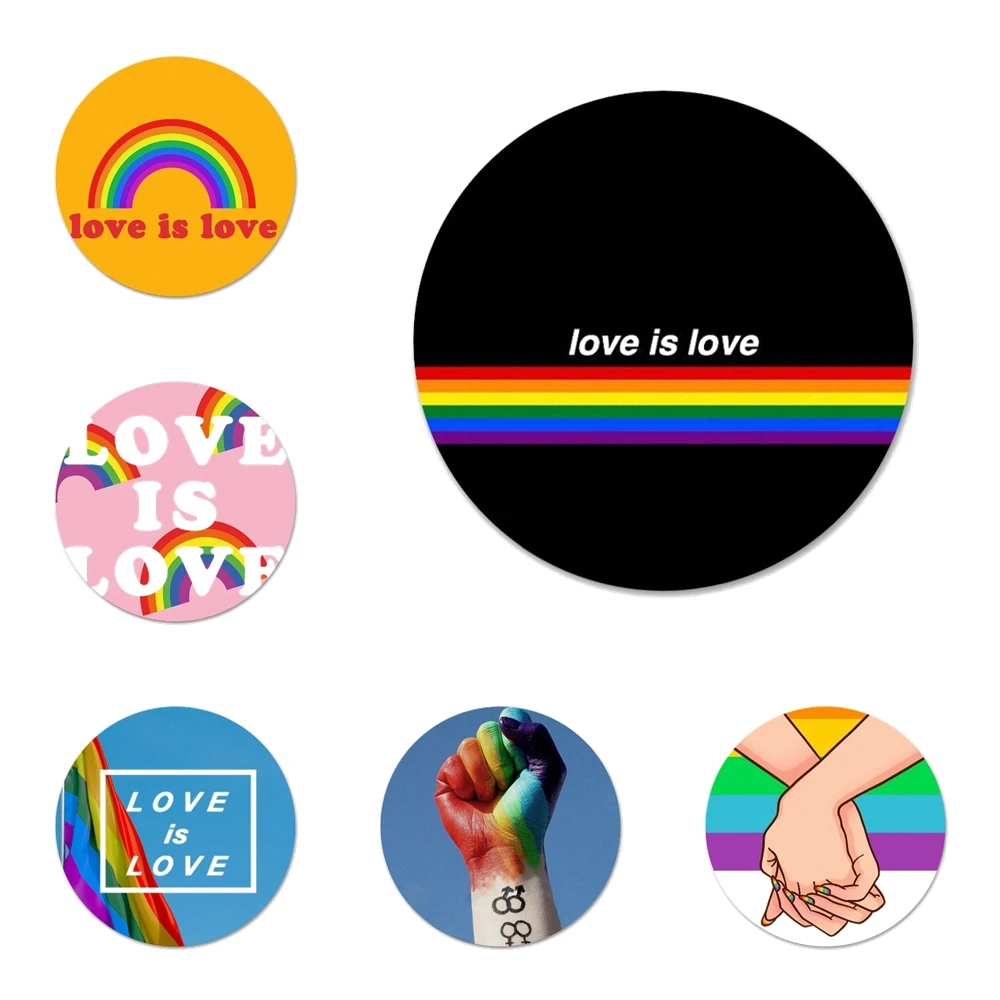 

love is love Gay Lesbian LGBT Icons Pins Badge Decoration Brooches Metal Badges For Clothes Backpack Decoration 58mm