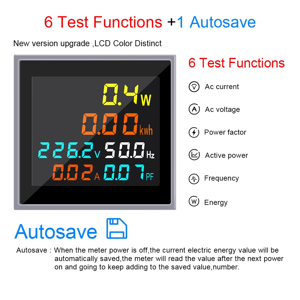 Ketotek Digital Wattmeter AC 110-220V 100A Monitor Energy Power Kwh Meter LCD Voltmeter Ammeter Voltage Current Factor Volt Amp |