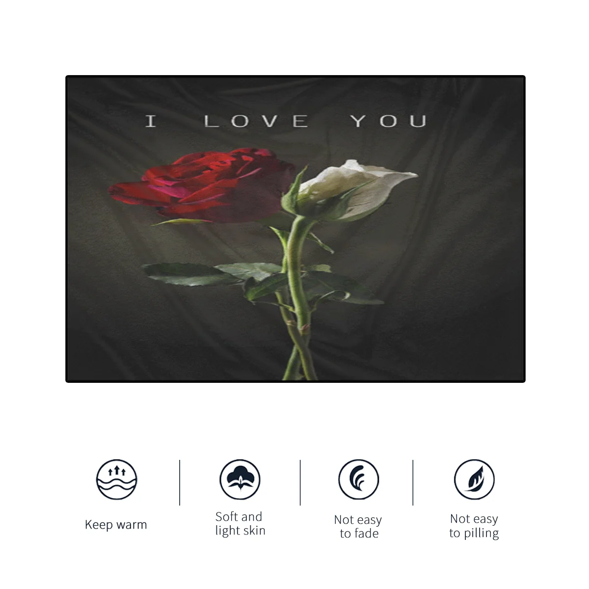 

Love Rose Printed Throw Blanket Flannel Large Soft Warm Cuddly Sofa Bed Blanket