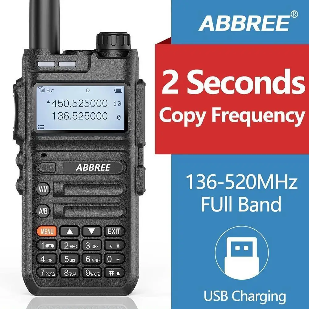 

ABBREE AR-F5 8W 2 seconds automatic pairing frequency full frequency 136-520MHZ walkie-talkie handheld outdoor Chinese english