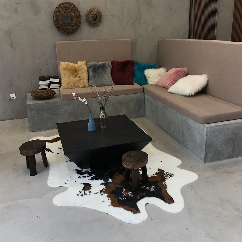 Скидка Искусственный ковер LOYAlgogo в форме коровы для спальни, ковер из овечьей кожи, домашний декор для гостиной, кофейный столик, ковер