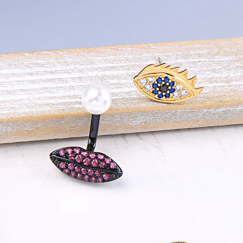 Kissme минимализм розовый белый цветок из черной эмали золотого цвета серьги латуни