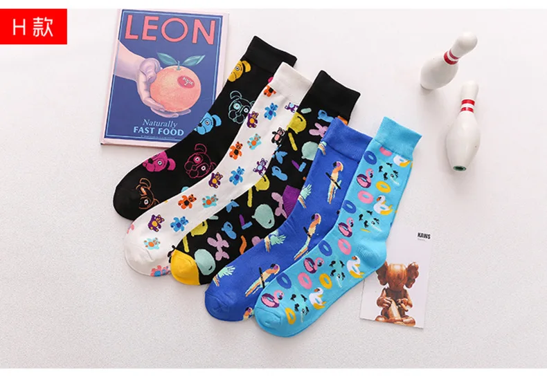 Скейтборд Chaussette Homme, Модные цветные женские носки с язычком, в европейском и американском стиле, в стиле хип-хоп, забавные носки Meias, Size36-42