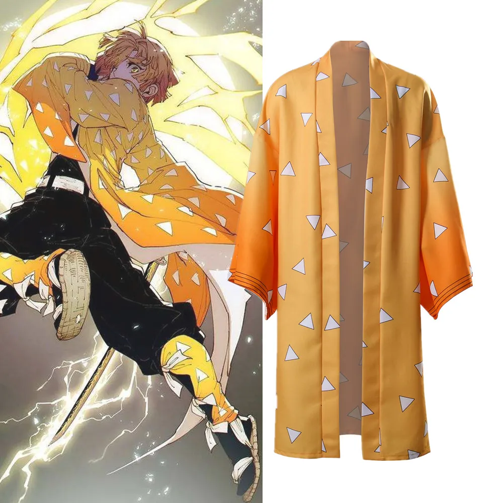 Agatsuma Zenitsu плащ демон убийца Haori Kimetsu без Yaiba кимоно Nezuko Tanjirou томилочка Giyuu Shinobu форма