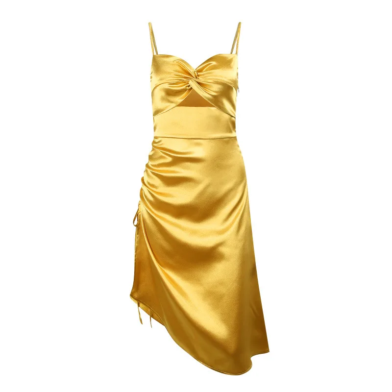 

Summer New Style Kink Sling Drawstring High Slit Dress Sexy Long Skirt Women