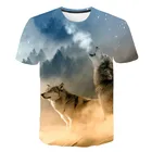 Модная футболка с 3D принтом животного волка, персонализированная футболка для мальчиков и девочек, Детская футболка с коротким рукавом с анимацией, одежда