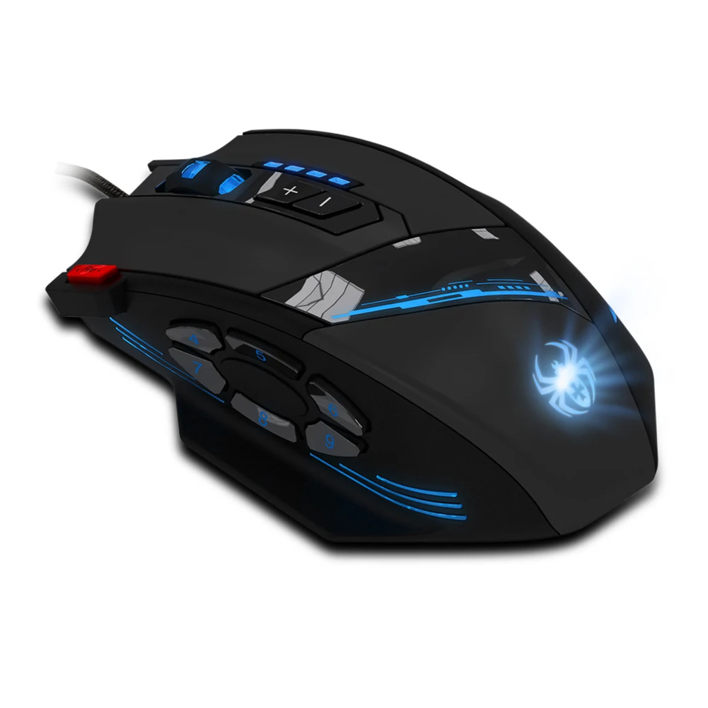 

ZELOTES C-12 Laptop Computer Ergonomic Mice Silent 12 Programmable Buttons Wired 4 Gears 4000DPI Optical Gaming Mouse