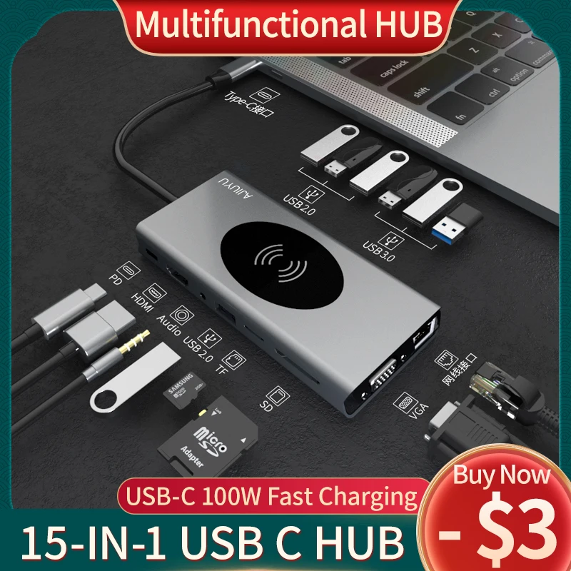 USB C ถึง4K HDMI RJ45 SD/TF Multi USB 3.0 Port Fast Charge Adapter ประเภท-C 3.1สำหรับ Microsoft Surface Pro 8 7 7 + 6 5 4 X Dock