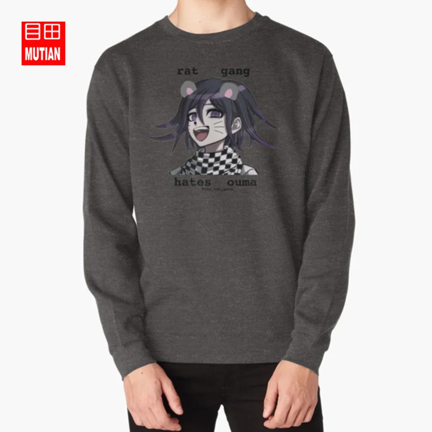 Толстовка с капюшоном с надписью «Rat» и надписью ouma, danganronpa kokichi ouma dr rat - Цвет: darkgrey-sweatshirt