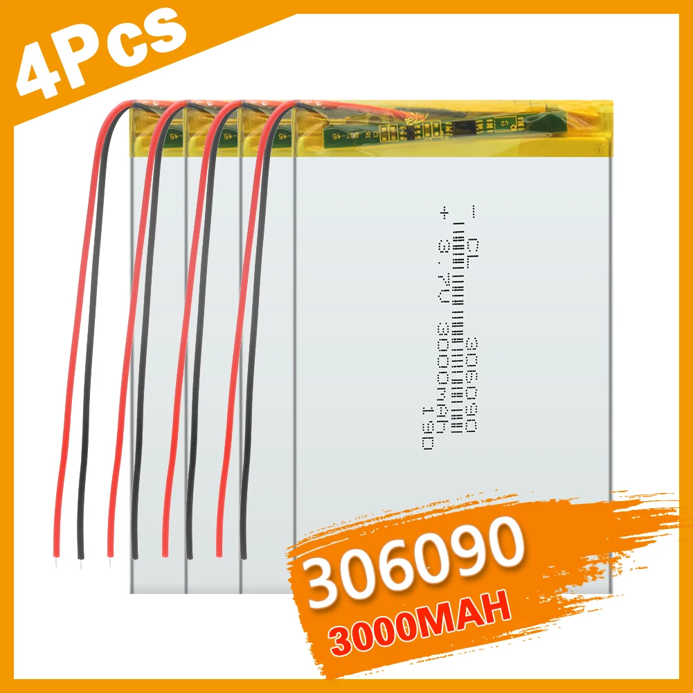 

1/2/3/4 Pcs 3.7V lithium polymer batteries 306090 lithium battery 3000mAh 306291 For 7 inch Tablet PC MP4 GPS PSP Battery