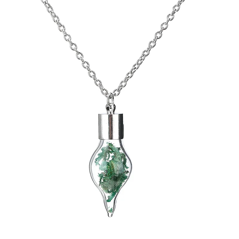 Vintage Wishing Bottle Necklace Shellhard Fashion Mini Glass Seaweed Sea Grasses Long Pendant For Unisex Jewelry|long pendant necklace|bottle