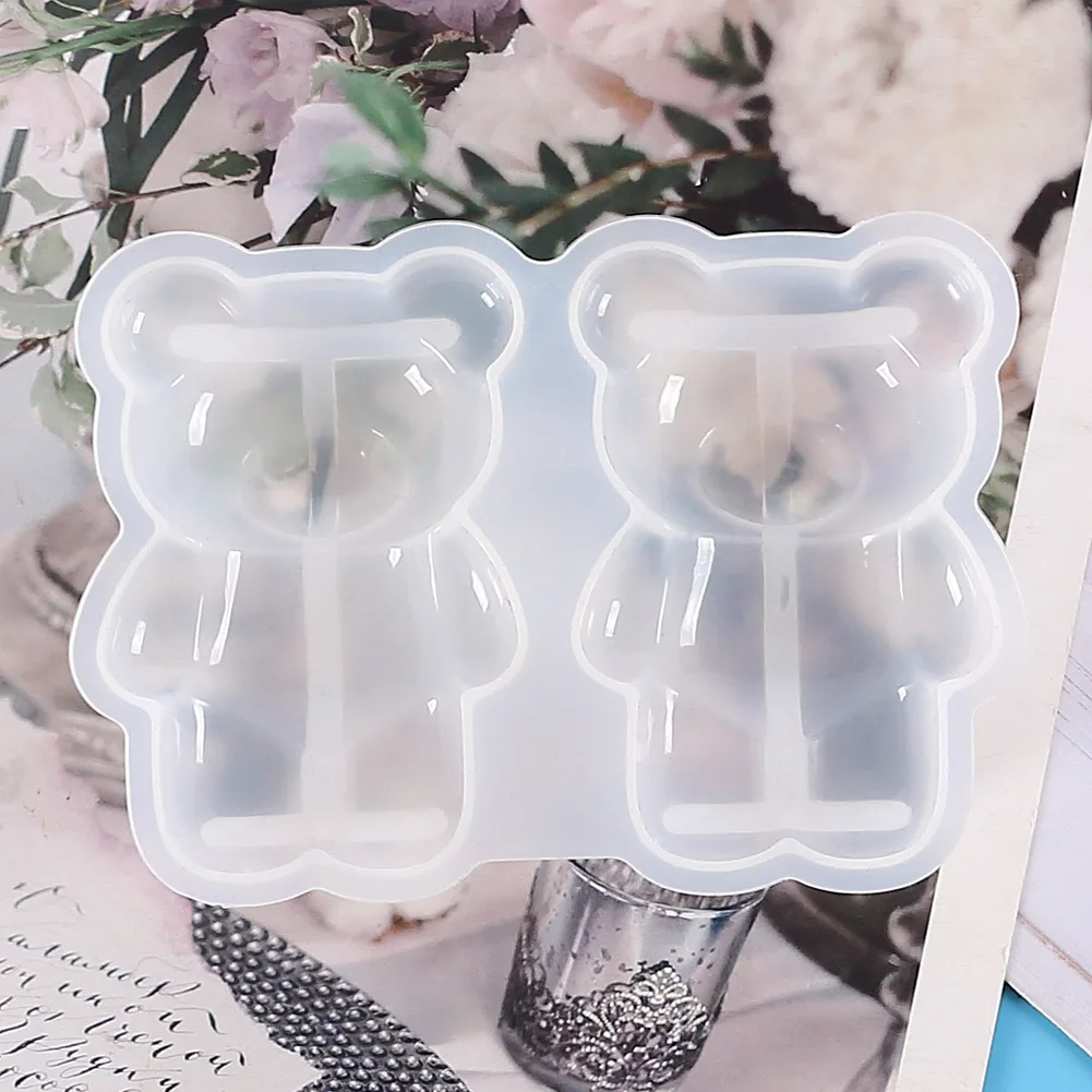 

Diy New Little Bear Mirror Crystal Keychain Key Pendant Epoxy Decorative Mold Cute Bear Epoxy Silicone Mold