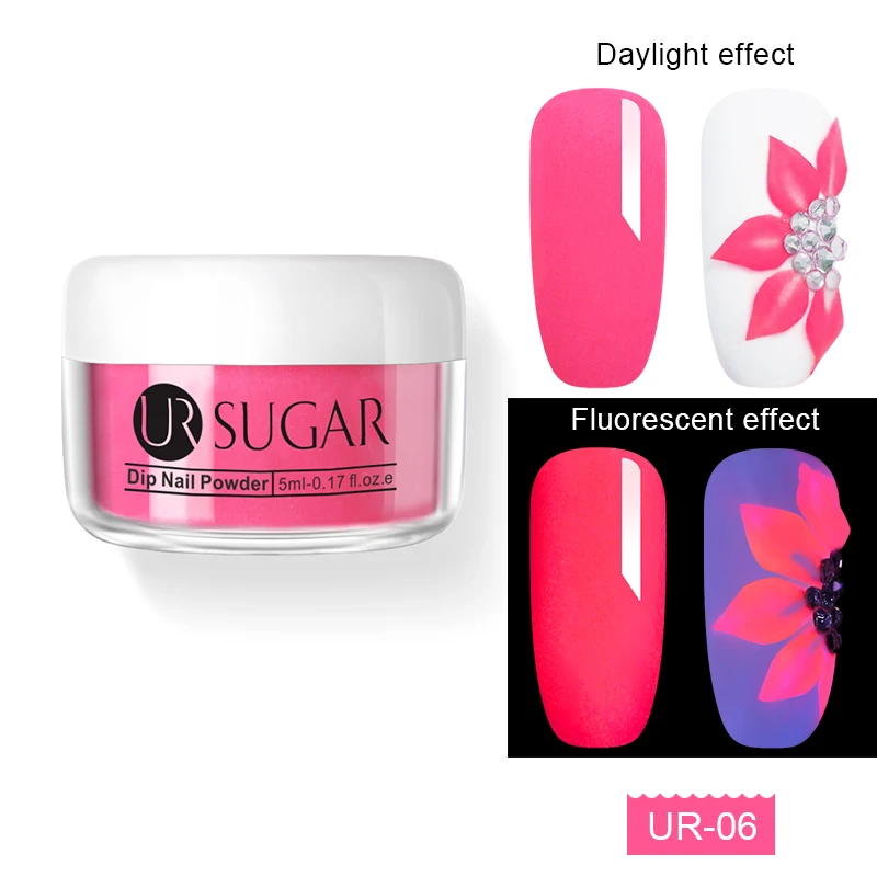 6 Ur Sugar 5 мл флуоресцентный 3 в 1 Dip порошок для ногтей акриловая пудра для вырезания наращивание ногтей натуральный сухой без лампы - Цвет: 6