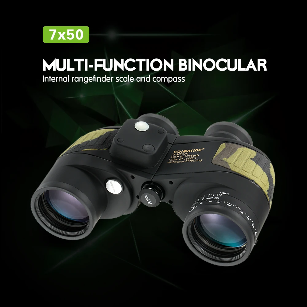 Visionking 7x50 высокомощный водонепроницаемый противотуманный морской бинокль внутренний дальномер Компас для навигации гребля рыбалки